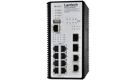 10 10/100/1000T + 2 Dual Speed SFP w/ 8 10/100/1000T PoE af/at L2+ Industrial Managed Switch w/ Enhanced G.8032 Ring, PTP & Built-in MMS Server for Data Modeling